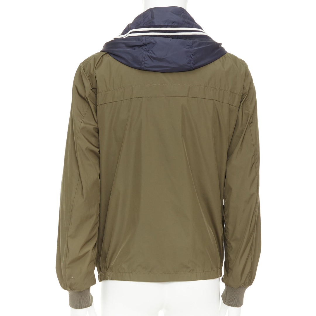 MONCLER Albert Giubbotto khaki green blue nylon layered hooded windbreaker Sz3 L