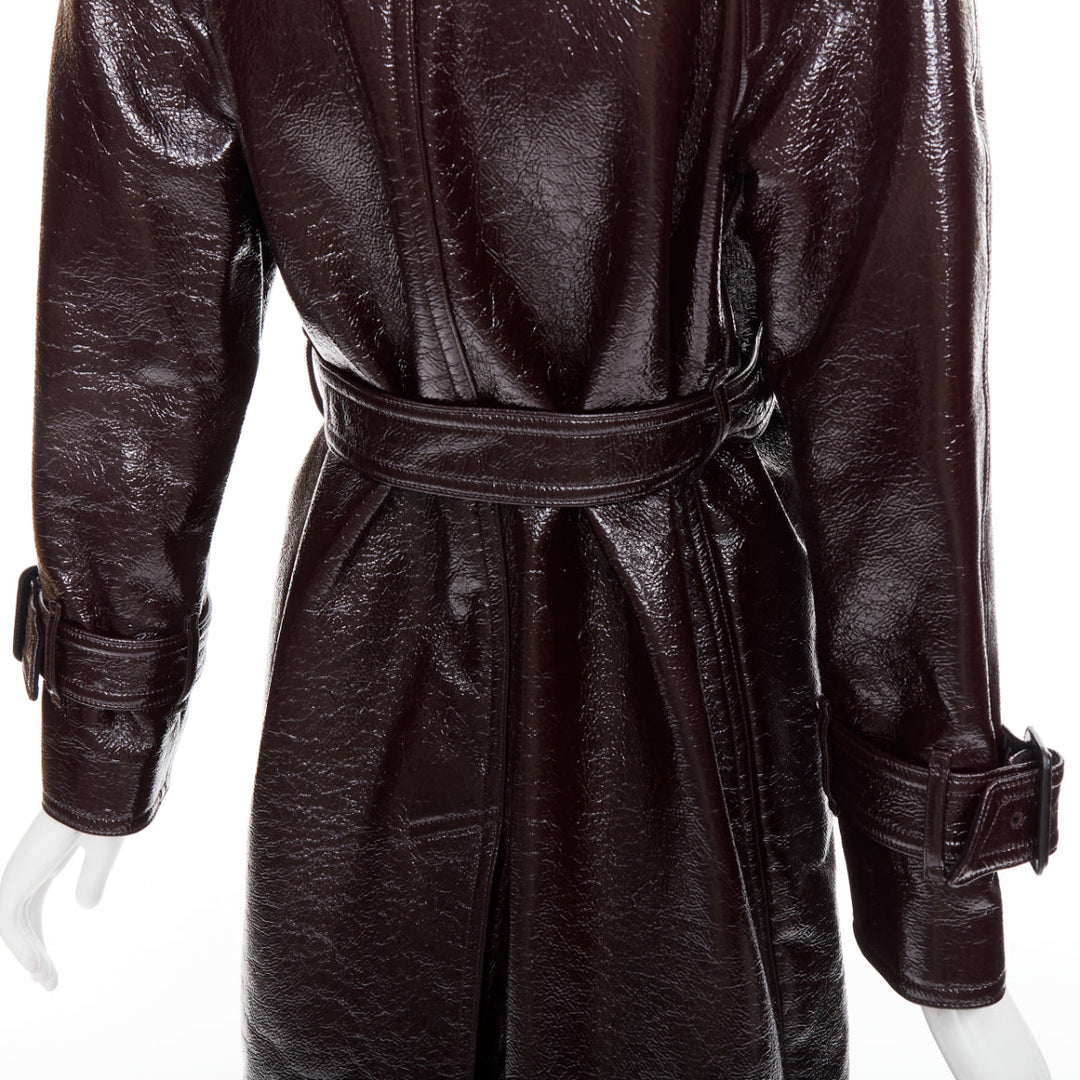 JOSEPH burgundy coated wool felt double breasted trench coat FR34 XS