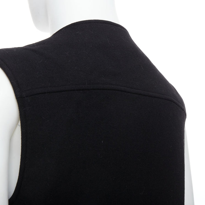 MAISON MARGIELA black wool blend oval grommet pocket vest IT46 S