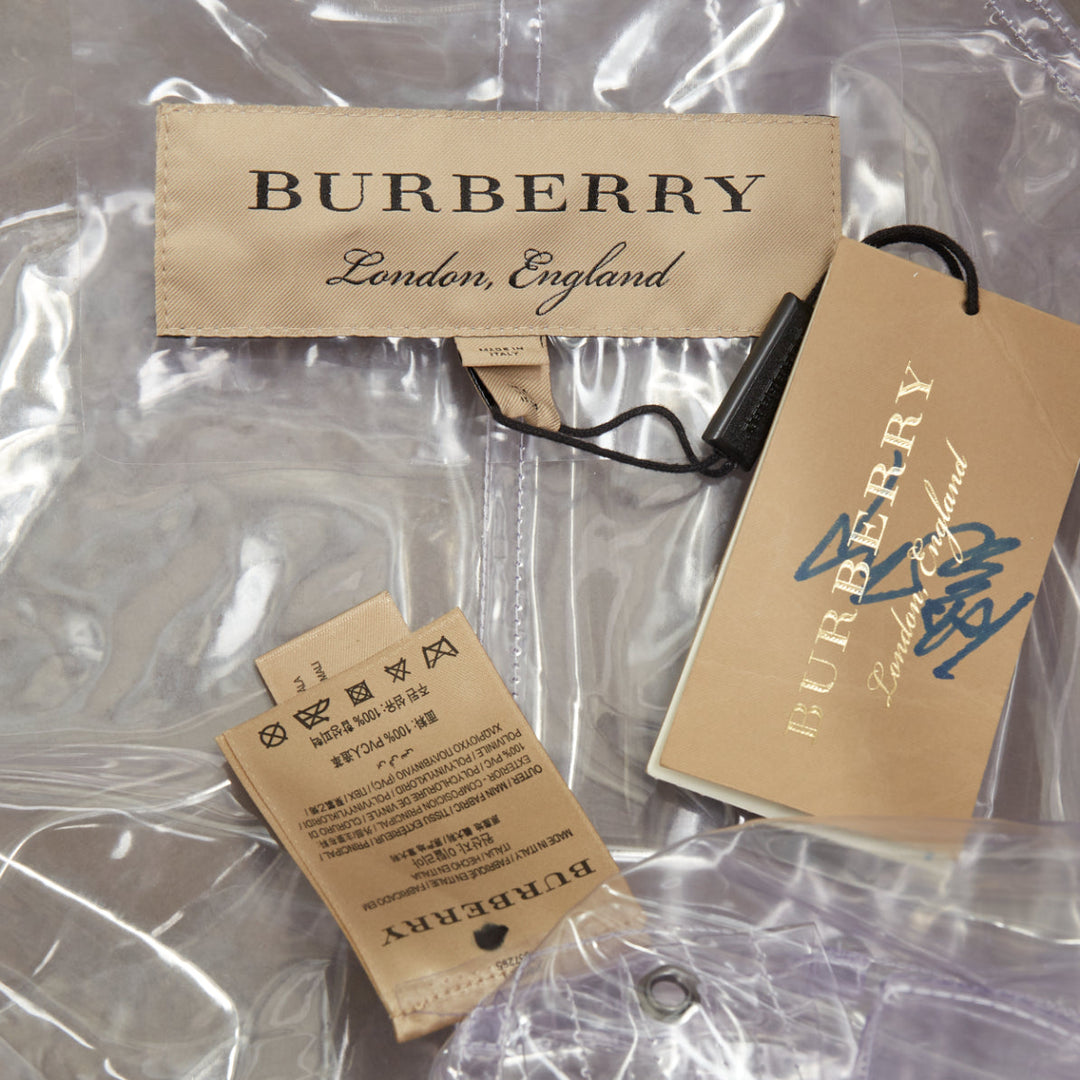 BURBERRY 2018 Runway transparent clear vinyl plastic double breasted trench M