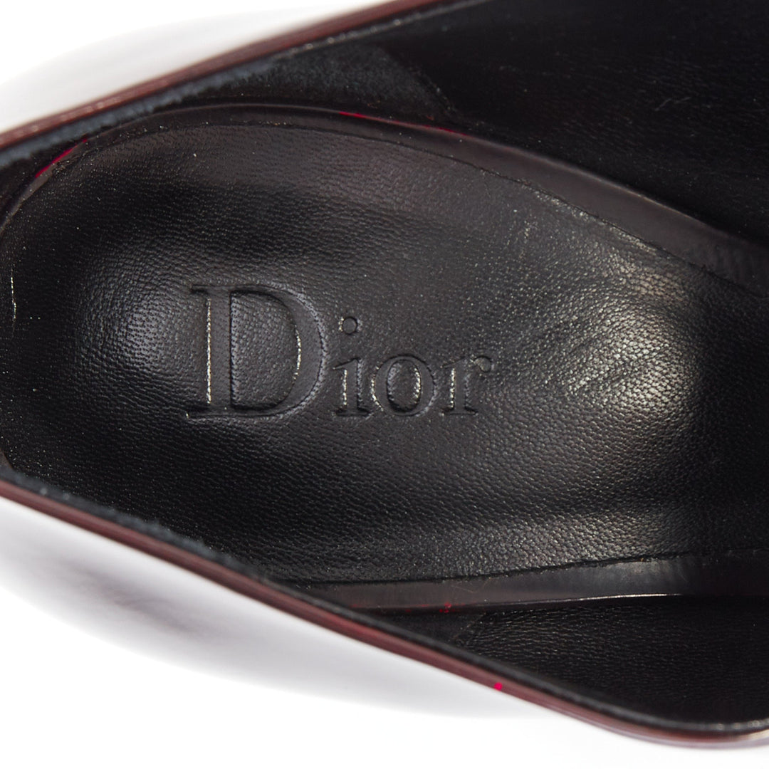 CHRISTIAN DIOR 2014 Runway Garconne burgundy neon pink cap toe pumps EU37.5