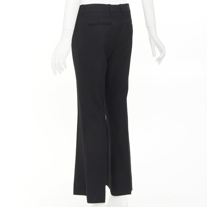 OLD CELINE Phoebe Philo black 100% wool low waist kickflare cropped pants FR36 S