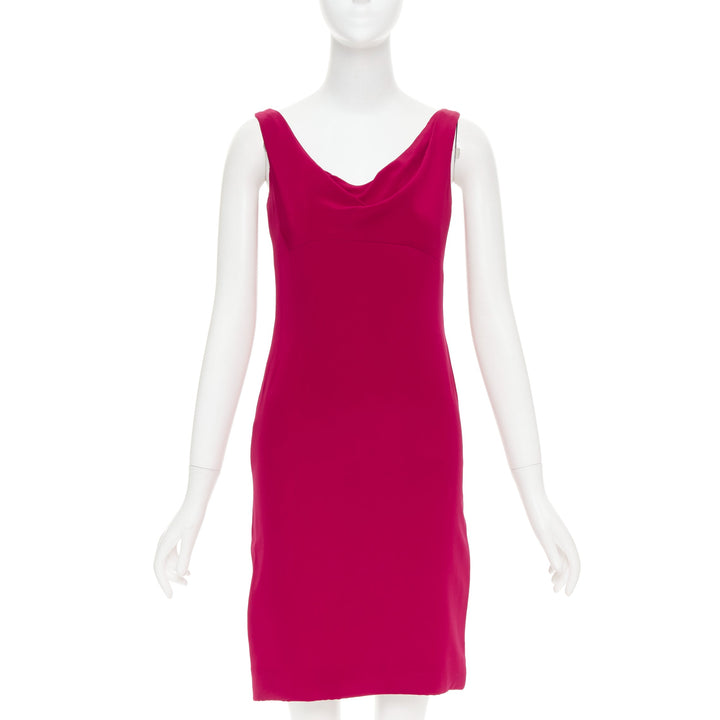 VERA WANG red slinky draped cowl neck sleeveless mini dress