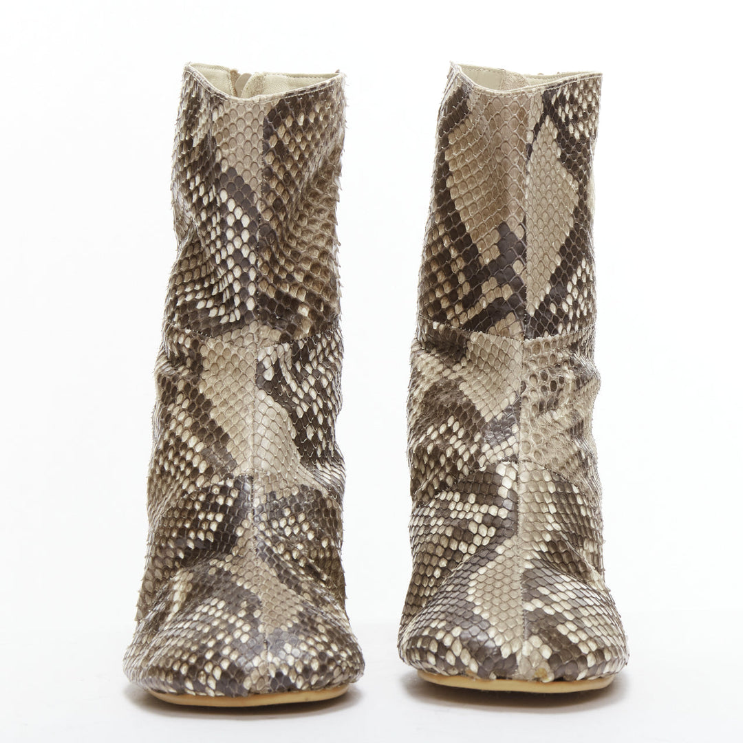 JUNYA WATANABE scaled animal print leather round toe boots M