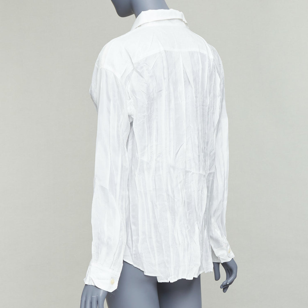 ISSEY MIYAKE Pleats Please white plisse pocketed shirt JP4 XL