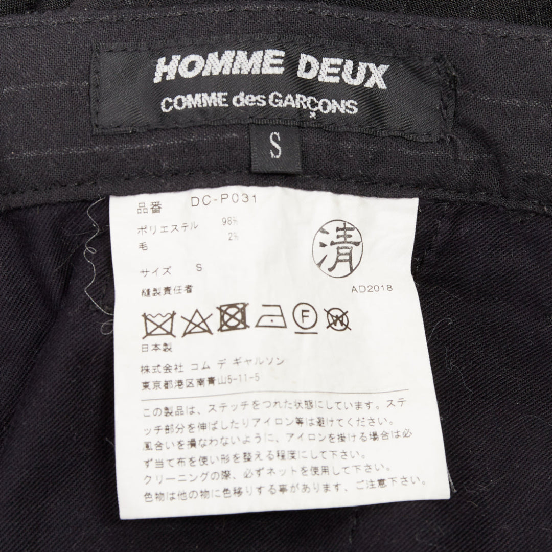 COMME DES GARCONS Homme Deux black wooly pinstripe cropped pants S