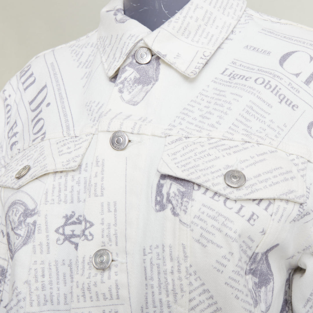 DIOR HOMME 2020 Daniel Arsham Runway newspaper print cotton denim jacket EU44 XS