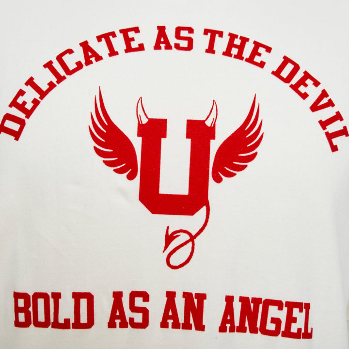 UNDERCOVER 2022 Devil Angel Delicate As The Devil Flocked white red top tshirt M