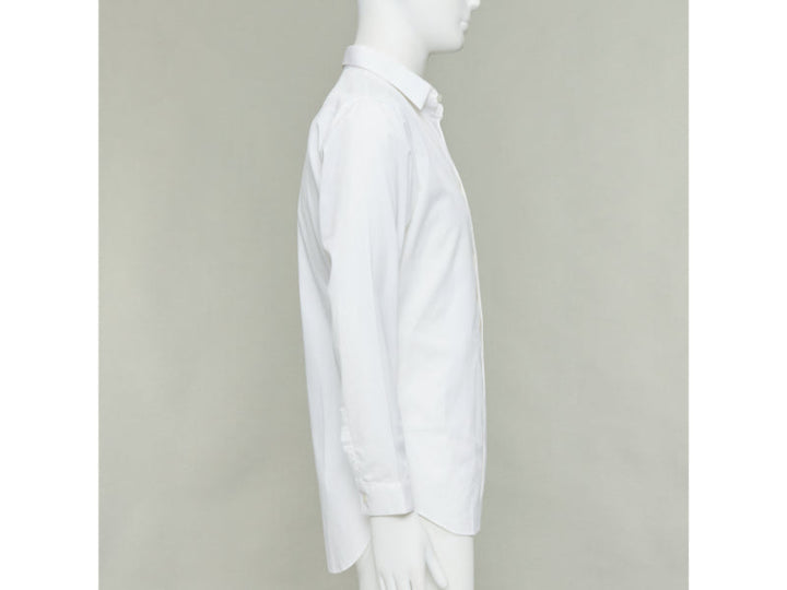 DIOR HOMME white cotton black scribble embroidered collar dress shirt EU39 M