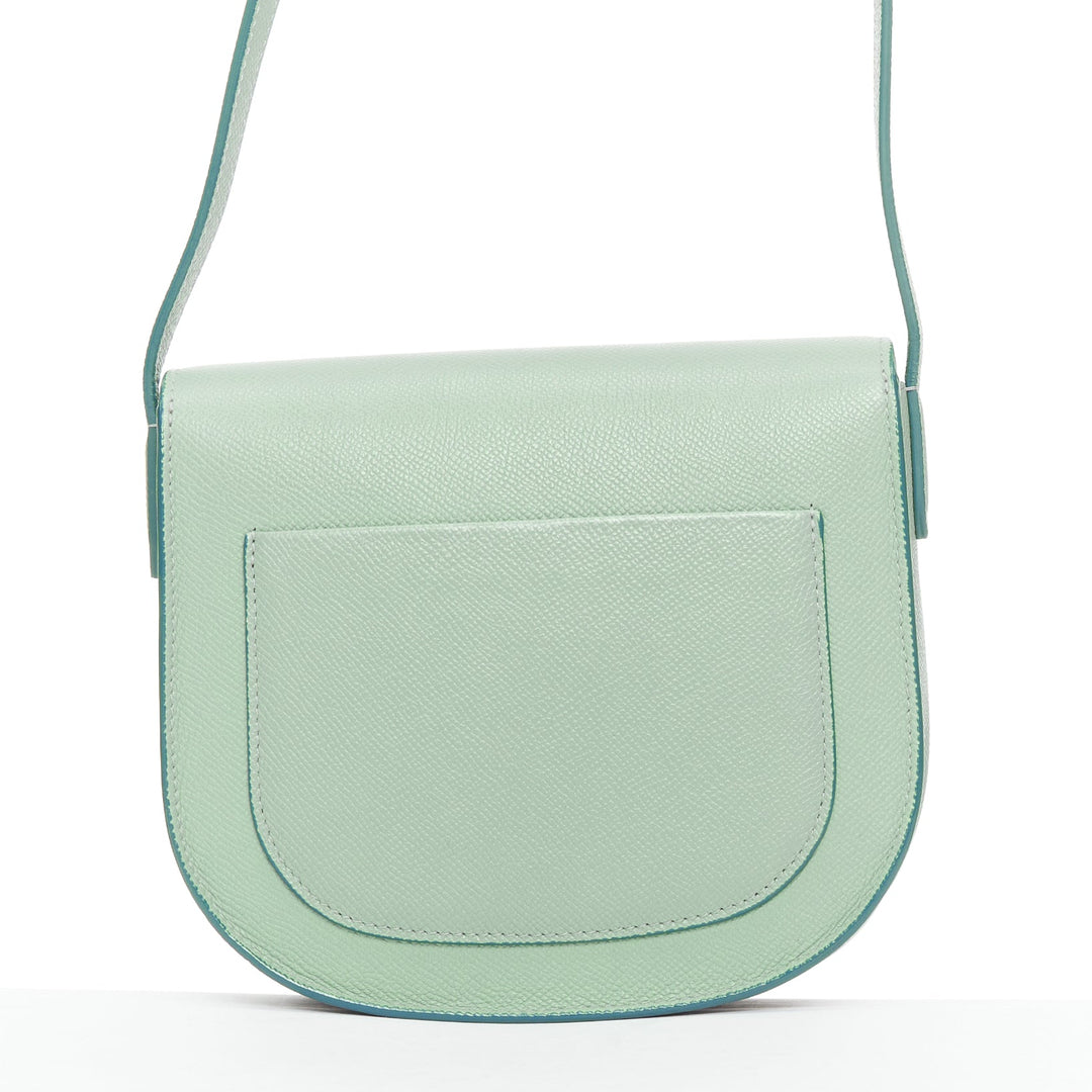 CELINE Trotteur mint green grained leather gold hardware small crossbody bag