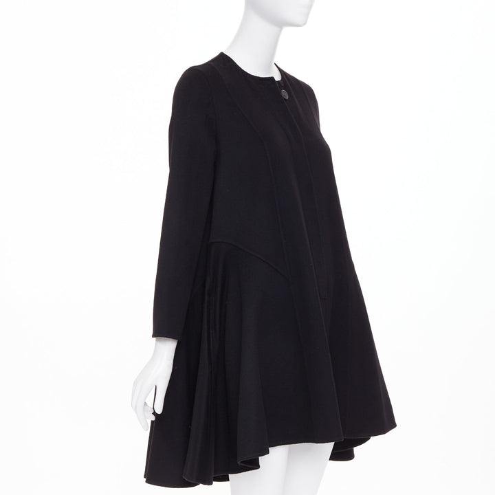 DIOR black  lightweight double faced 100% cashmere flared hem coat FR34 XS