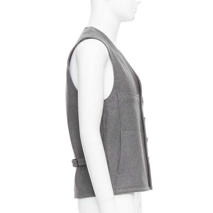 CHRISTOPHE LEMAIRE grey virgin wool cotton tape bonded waist coat vest Sz3