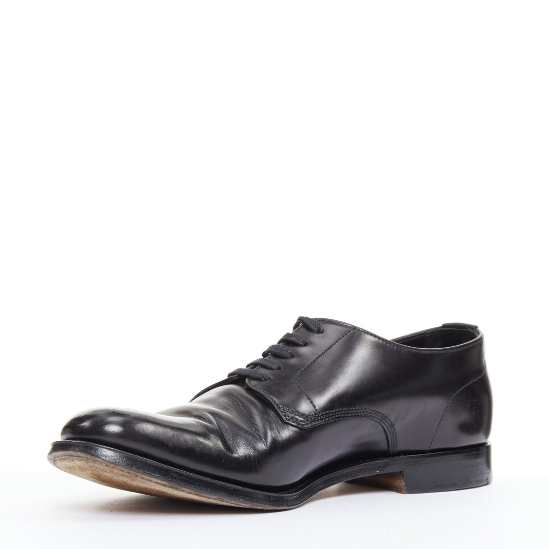 PRADA black round toe lace up classic brogue dress shoes UK7 EU41