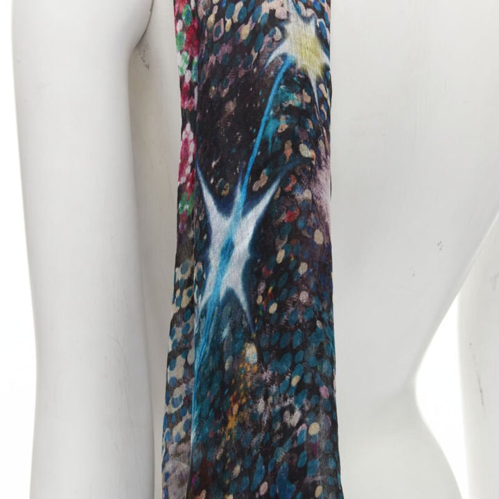 CHRISTIAN LACROIX 100% silk black futuristic galactic jewel space print scarf