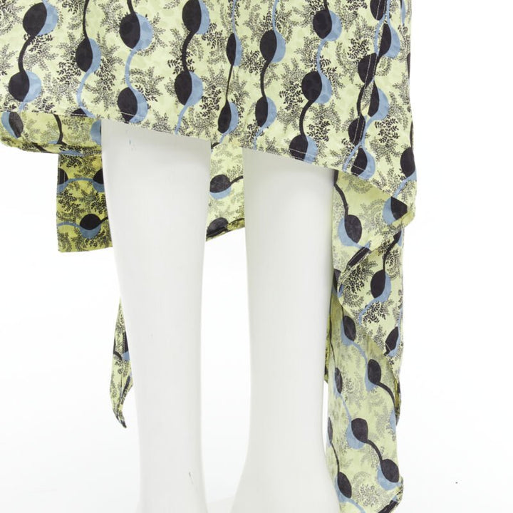 MARNI yellow paisley blue black geometric print belted wrap skirt IT40 S