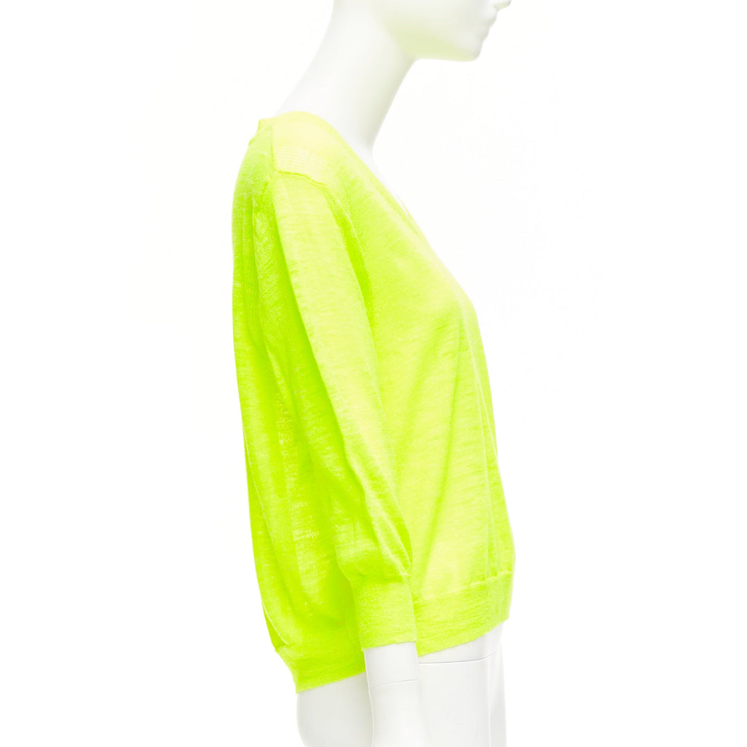 J.CREW neon yellow V neck 3/4 sleeves sweater pullover S