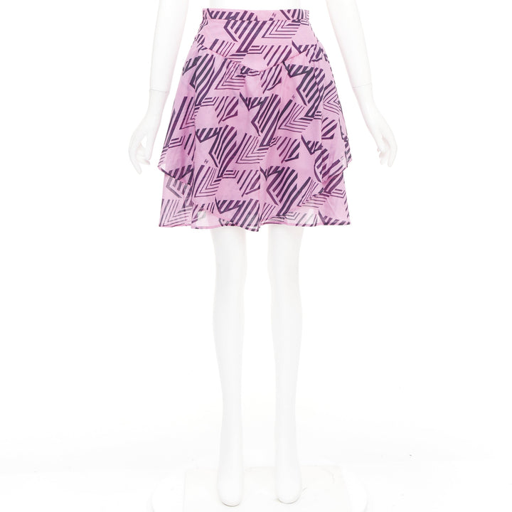 CHANEL 2023 Coco Beach pink cc interlocking geometric star graphic skirt FR34