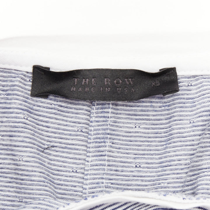 THE ROW navy off white striped jersey round neck cap sleeve tshirt dress XS
