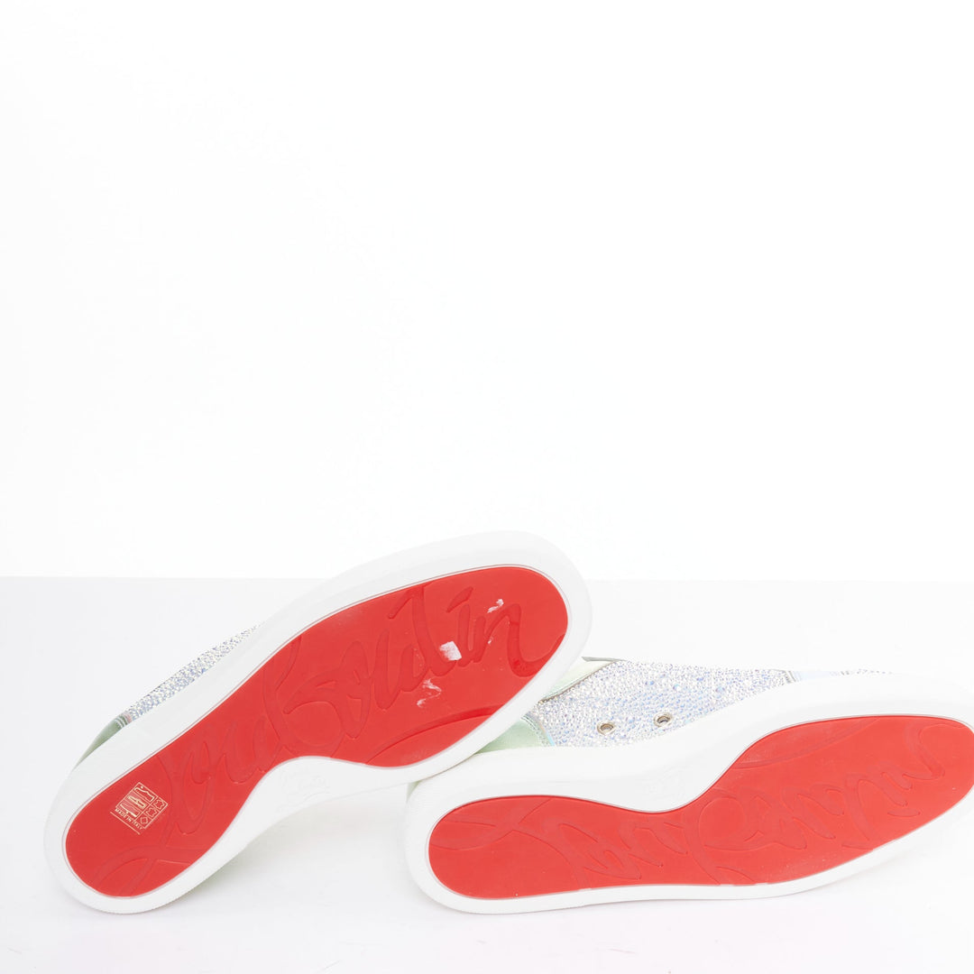 CHRISTIAN LOUBOUTIN Louis Junior Strass Flat Iridescent crystal low sneaker EU43