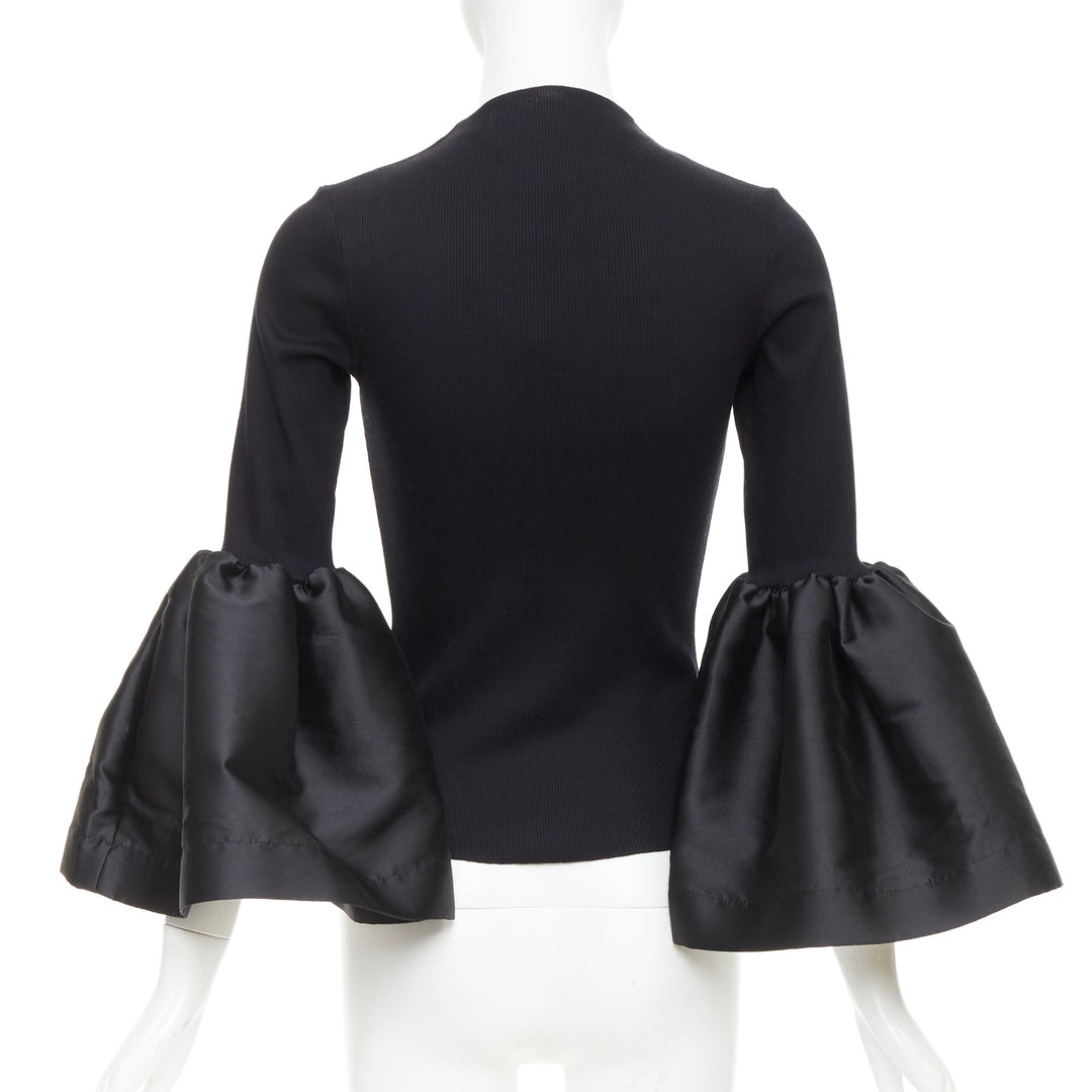 MARQUES ALMEIDA black organic cotton puff bishop sleeve sweater XS