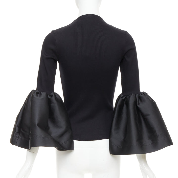 MARQUES ALMEIDA black organic cotton puff bishop sleeve sweater XS