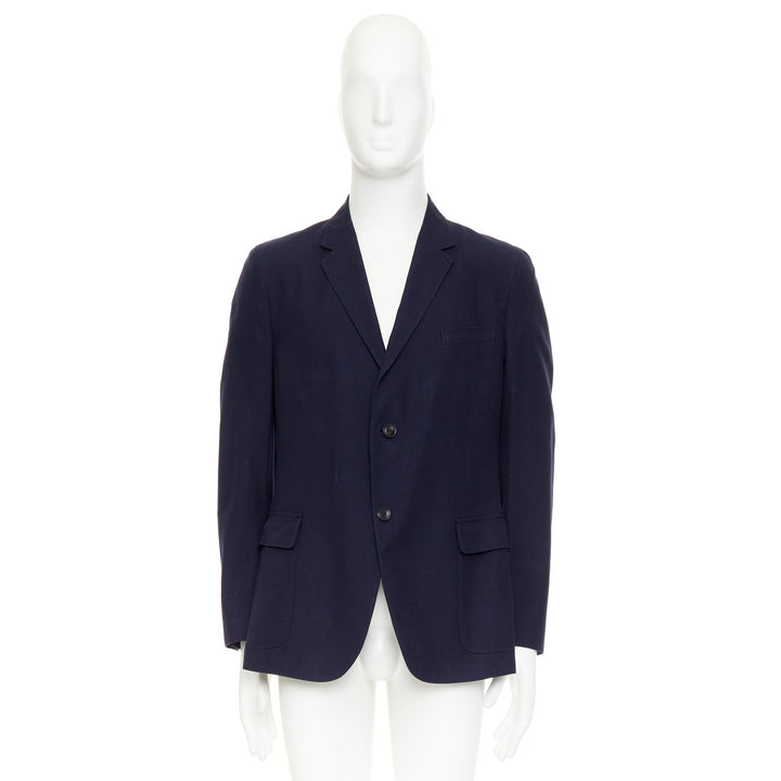 GUCCI navy cotton slim lapels vent half lined single breast blazer IT52 XL
