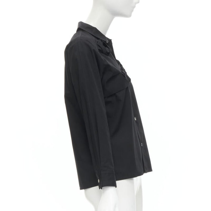 JUNYA WATANABE 1999 black cotton rose bud round collar long sleeve shirt M