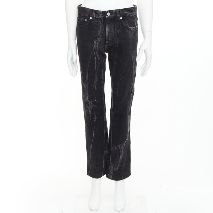 GIVENCHY grey acid washed cotton lightning topstitch panelled jeans 29"