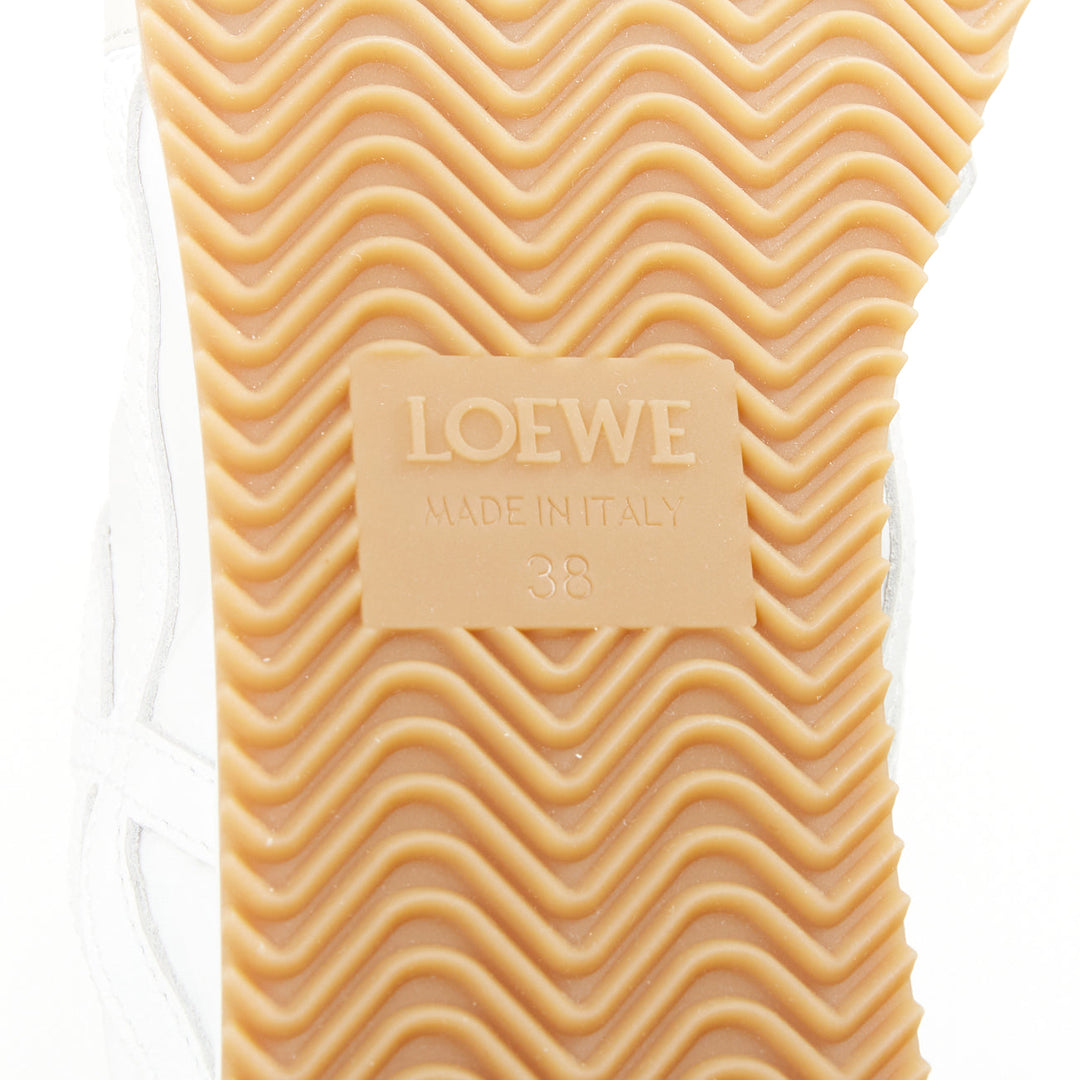 LOEWE Flow Runner white nylon light beige suede classic low top sneaker EU38 US8