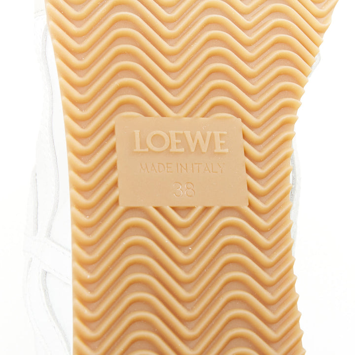 LOEWE Flow Runner white nylon light beige suede classic low top sneaker EU38 US8