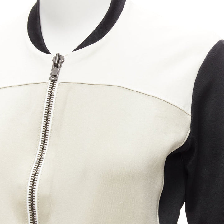 HELMUT LANG beige black color blocked bomber jacket US4 S