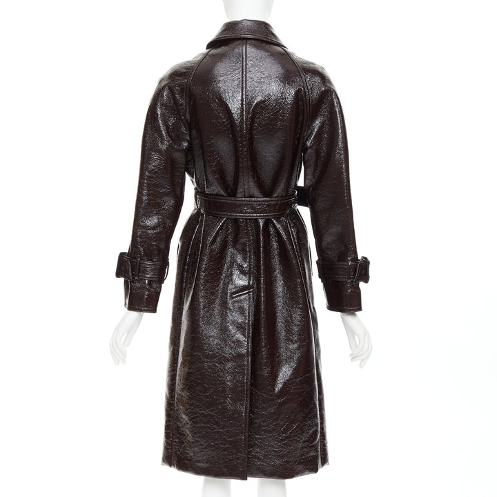 JOSEPH burgundy coated wool felt double breasted trench coat FR34 XS