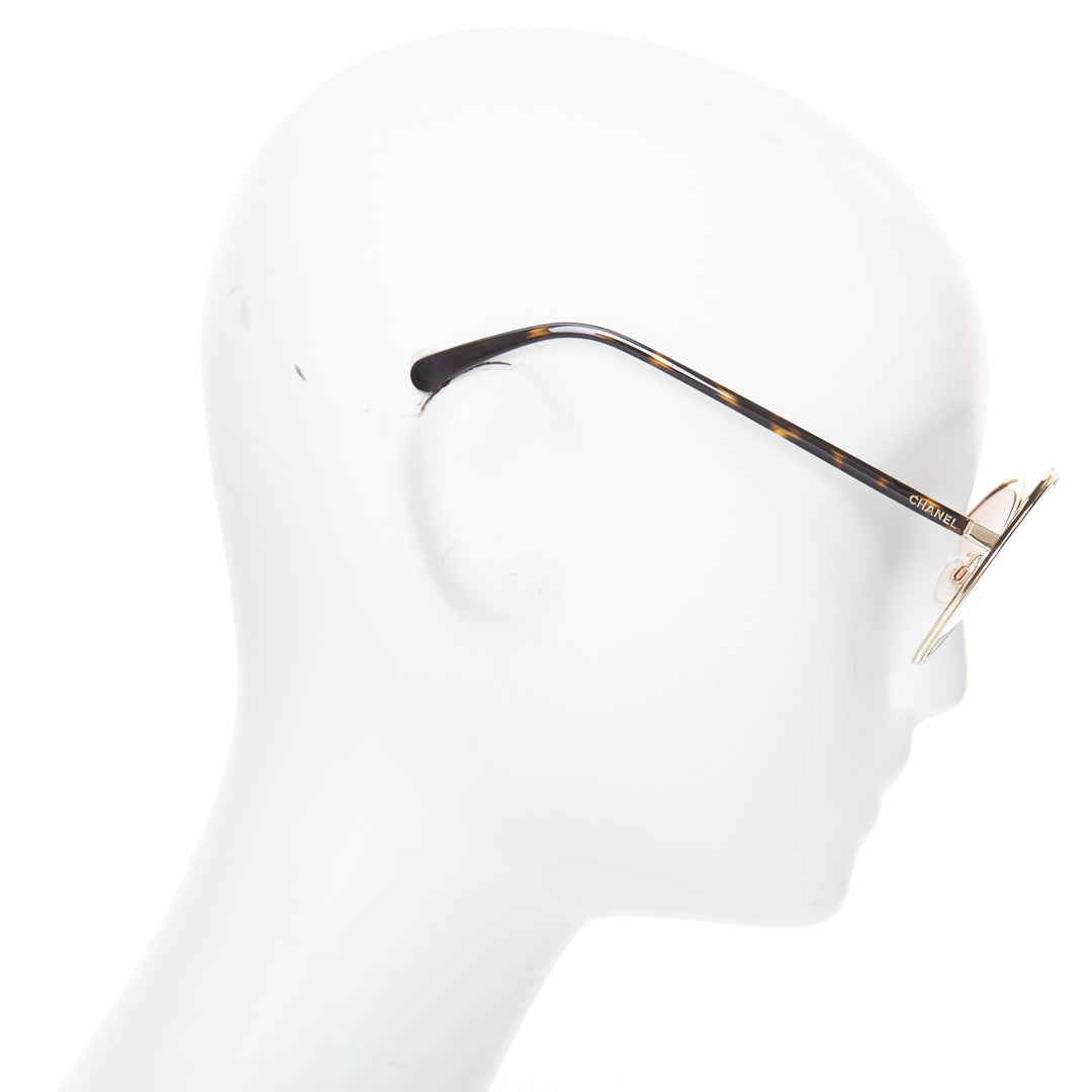 CHANEL 4226 gold-tone round mirrored lens resin temple sunglasses