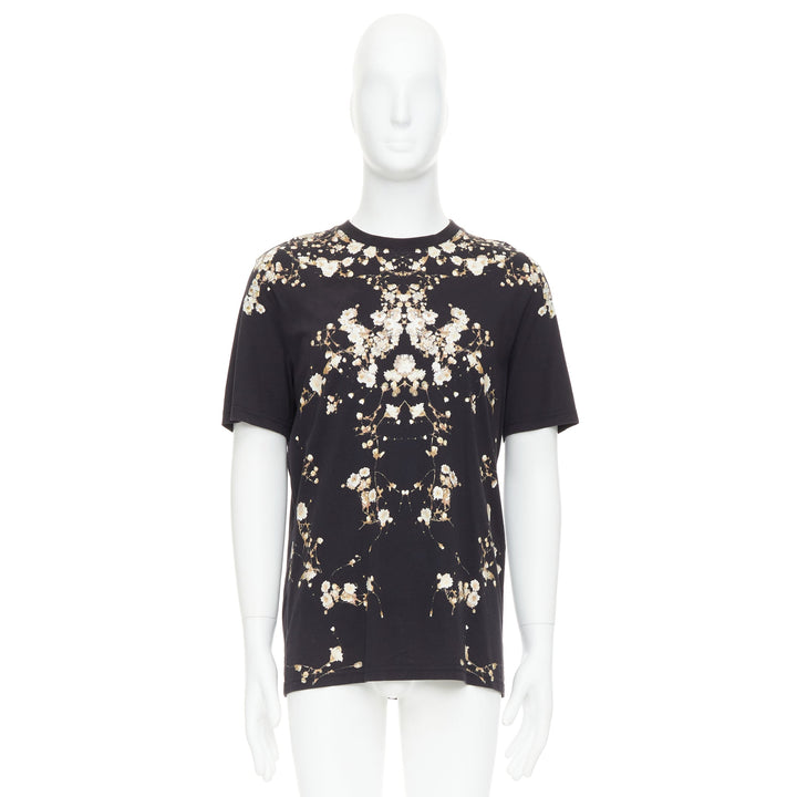 GIVENCHY black cotton babys breath floral print crew tshirt S