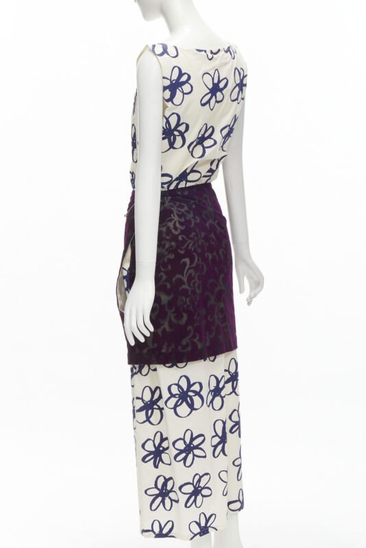 COMME DES GARCONS Vintage 1996 Runway blue purple velvet devour wrap dress M