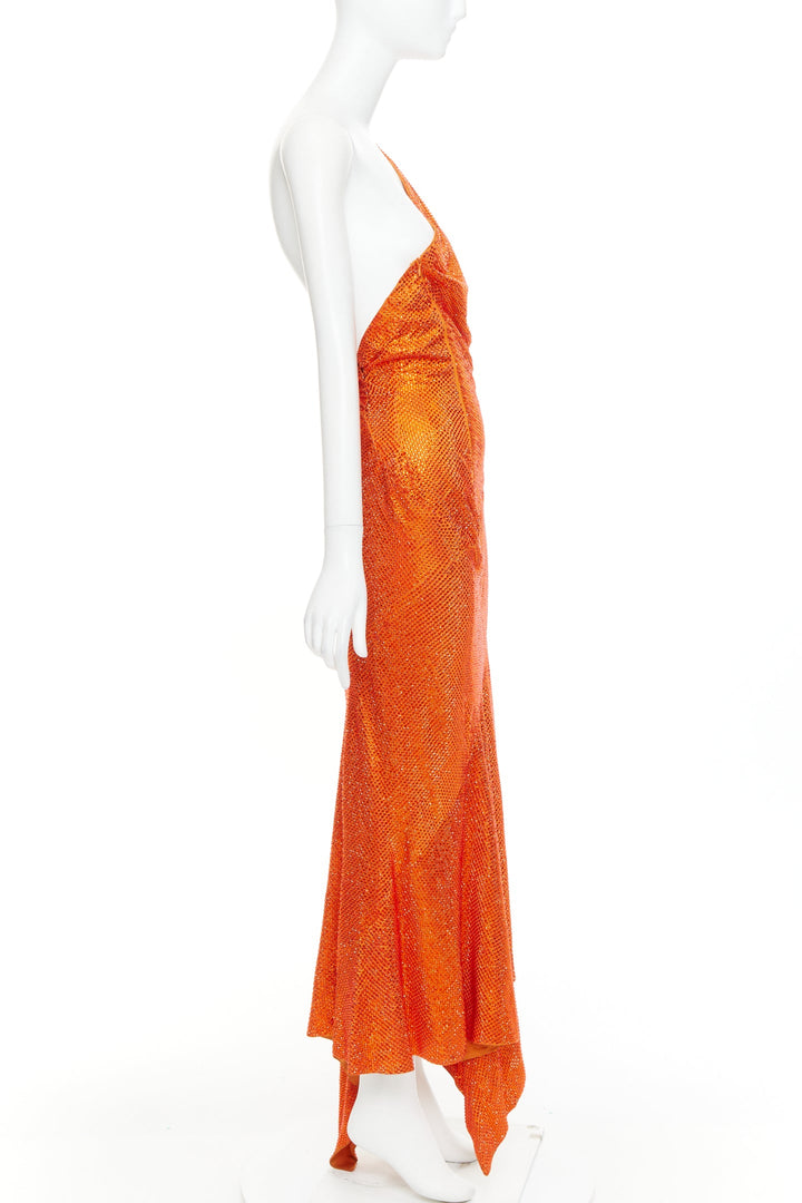 rare ALEXANDRE VAUTHIER COUTURE AW2018 Runway orange strass crystal  dress