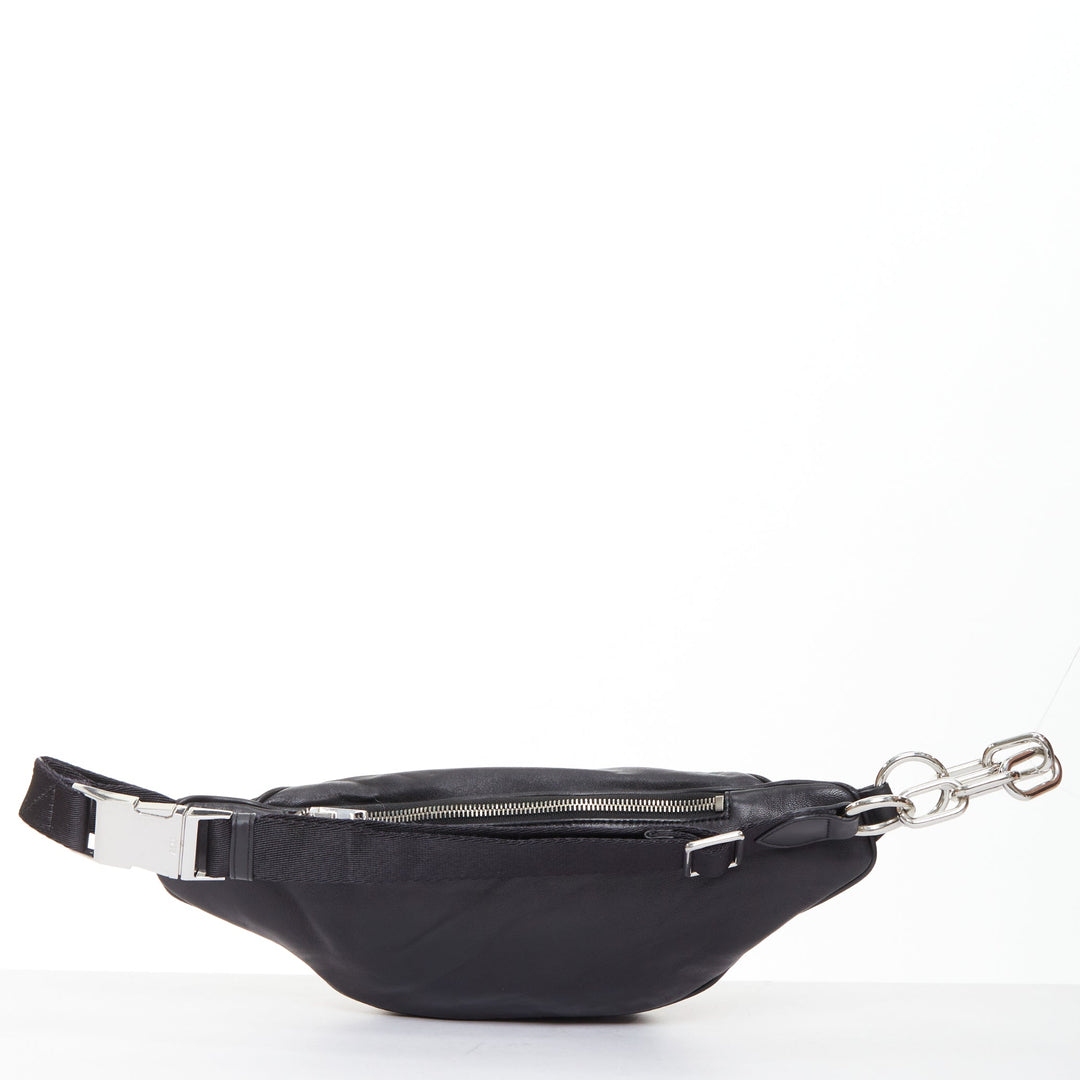 ALEXANDER WANG Attica black leather silver multi zip waist belt bag