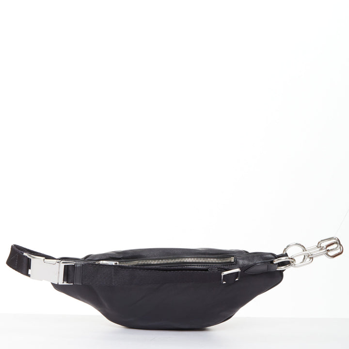 ALEXANDER WANG Attica black leather silver multi zip waist belt bag