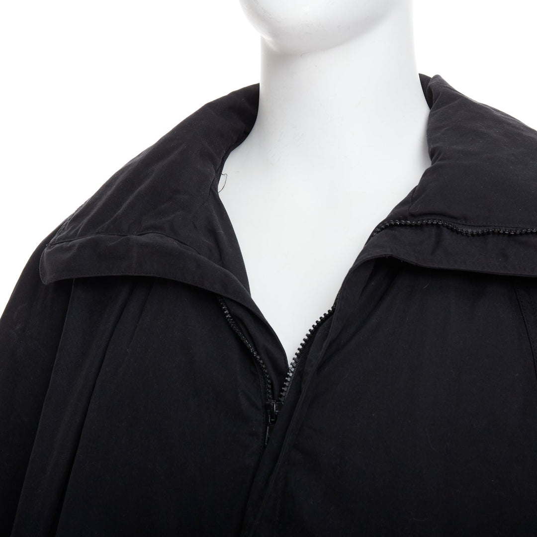 CHRISTOPHE LEMAIRE black cotton hooded cocoon anorak coat Sz 3 L