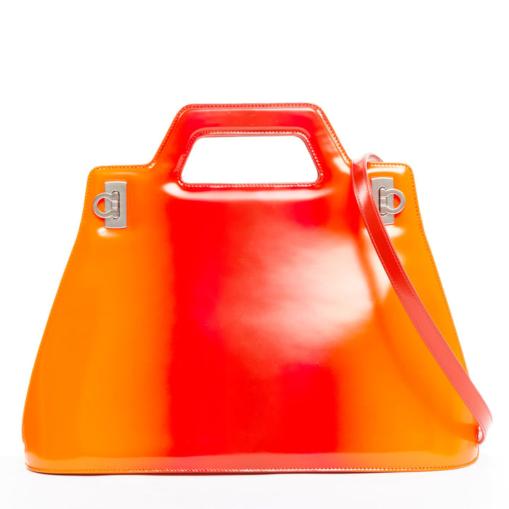 FERRAGAMO Maximilian Davis 2023 Runway Wanda sunset red orange airbrush calf bag
