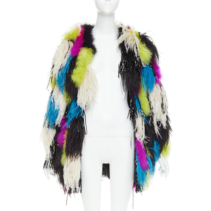 rare ALEXANDRE VAUTHIER COUTURE SS2022 Runway Maison Lemarie ostrich tinsel coat