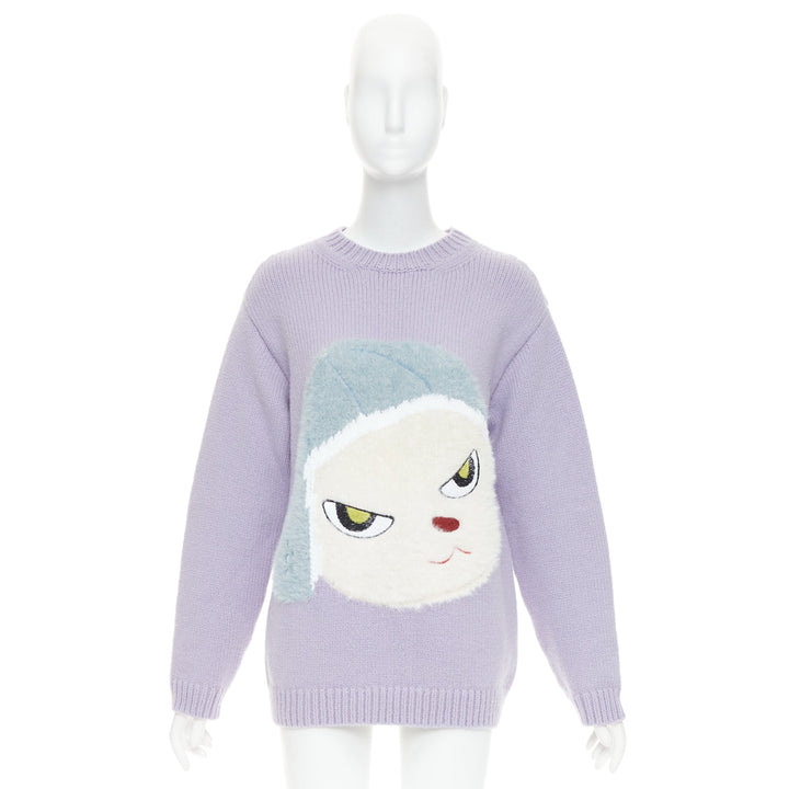 STELLA MCCARTNEY Yoshitomo Nara 2022 lilac Mission Sheep Intarsia wool sweater M