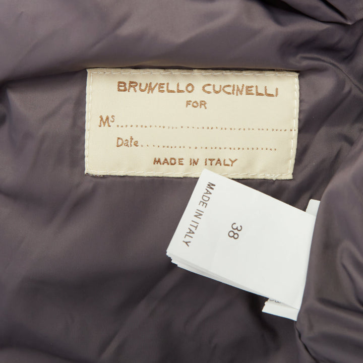 BRUNELLO CUCINELLI 2 in 1 taffeta cashmere insert down puffer jacket IT38 XS