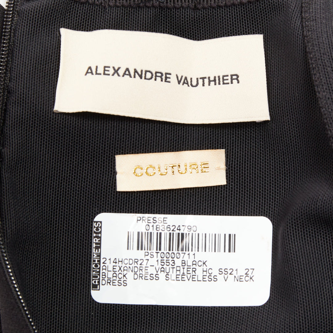 ALEXANDRE VAUTHIER COUTURE 2021 Runway black plunge brooch belt slit bodysuit