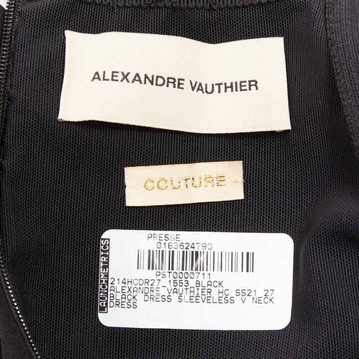 ALEXANDRE VAUTHIER COUTURE 2021 Runway black plunge brooch belt slit bodysuit