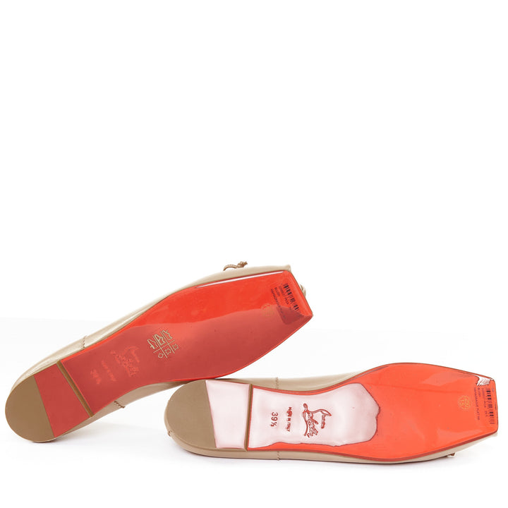 CHRISTIAN LOUBOUTIN Mamadrague nude lamb nappa square toe ballet flats EU39.5