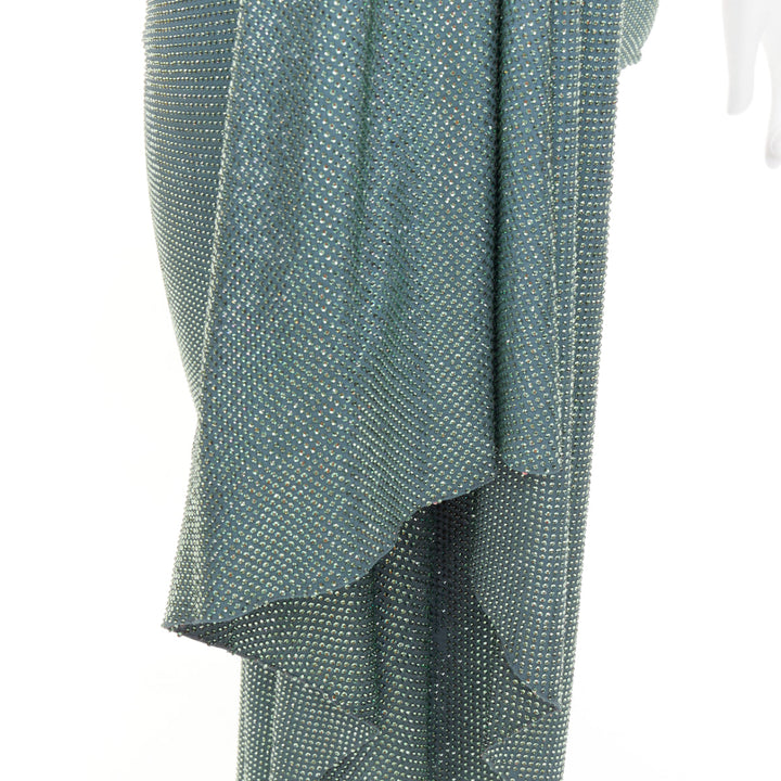 rare ALEXANDRE VAUTHIER COUTURE SS2022 Runway green strass crystal cut out dress
