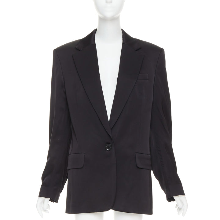 ALEXANDRE VAUTHIER black viscose flap pockets oversized blazer jacket FR40 L