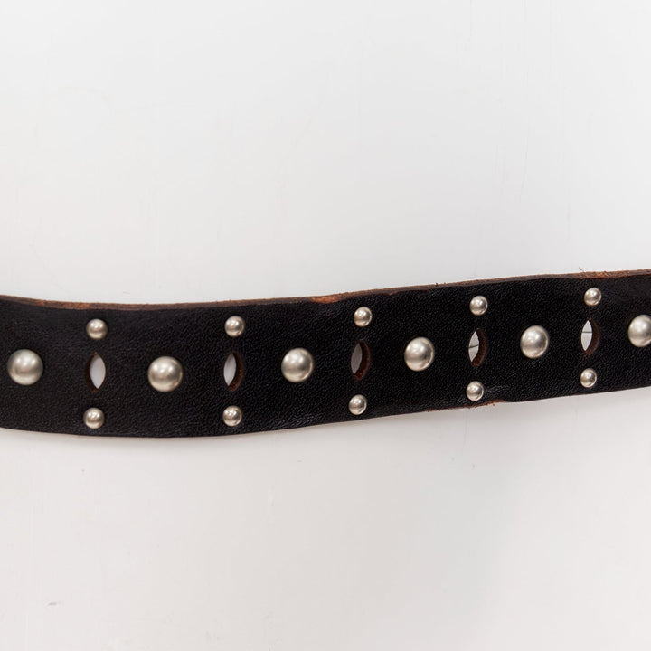 SAINT LAURENT 2013 Psych Rock distressed grunge brown silver studded long belt