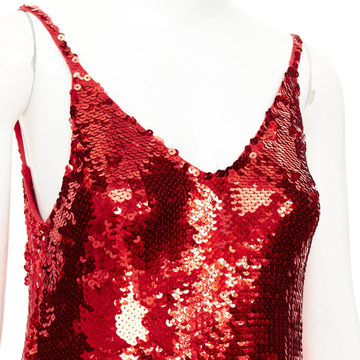 LOEWE 2022 Runway JW Anderson red sequined wool ruffle midi dress Gal Gadot